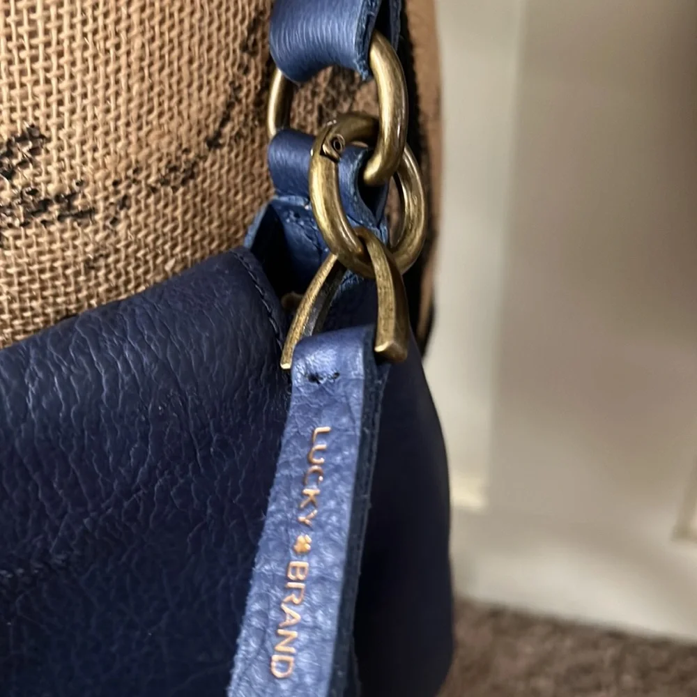 Lucky Brand Blue Fringed Leather Shoulder Bag